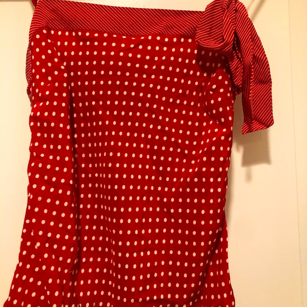 Warehouse silk tank red and white polka dot